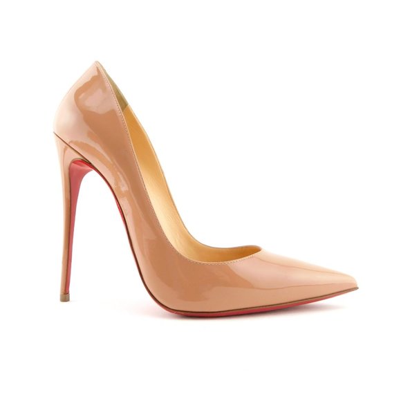 CHRISTIAN LOUBOUTIN Blush Nude Beige Patent Leather Heel Pump 40 - Picture 2 of 8